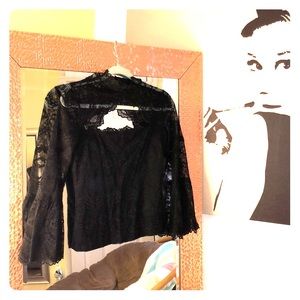 “Guess” Black Lace Bell Sleeve Top (never worn)